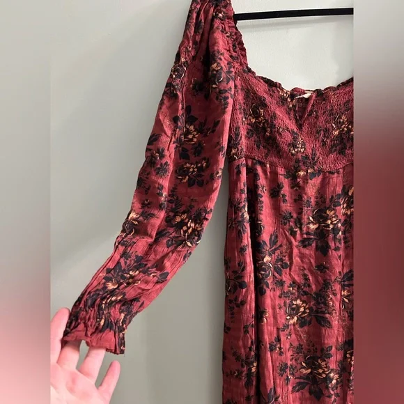 Free People Women's Jaymes Midi Dress floral full sleeve puff - Picture 6 of 8